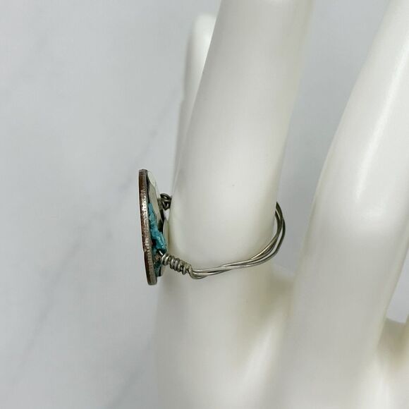 Vintage Wire Wrapped 1967 Roosevelt Dime Coin Ring Size 7 ✨ - Picture 6 of 8